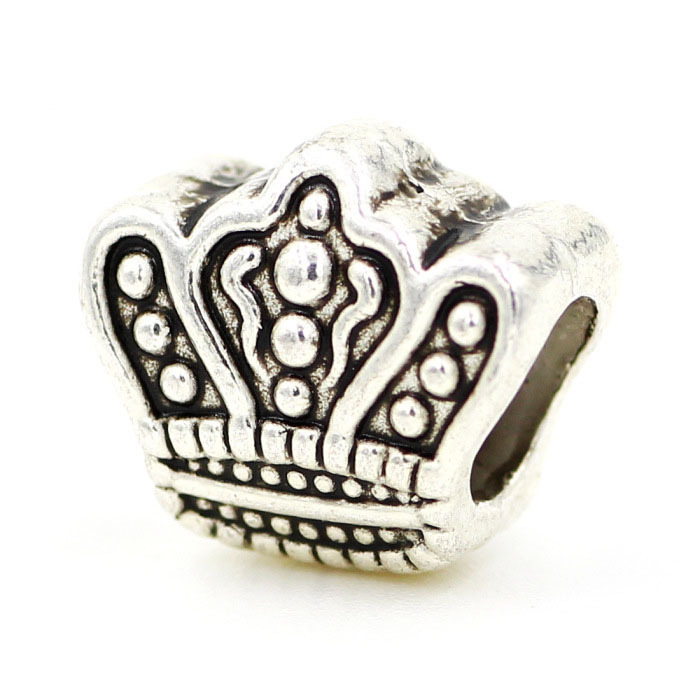 1pcs Crown Top Quality silver Big Hole Loose Ancient Beads Fit European Style Jewelry Pandora Braclet