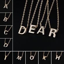 Fashion 26 Letters Pendant  Gold Plated Chain Necklace Women A B C Words Charms Jewelry Birthday Gifts