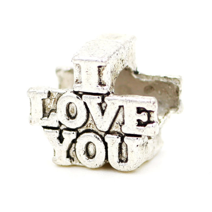 1pcs Wholesale Love You Top Quality silver Big Hole Loose Ancient Beads Fit Pandora European Jewelry