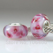 4 5mm Hole Fashion Multicolor Flower Jewelry 925 sterling silver DIY Glass Loose Beads fit for