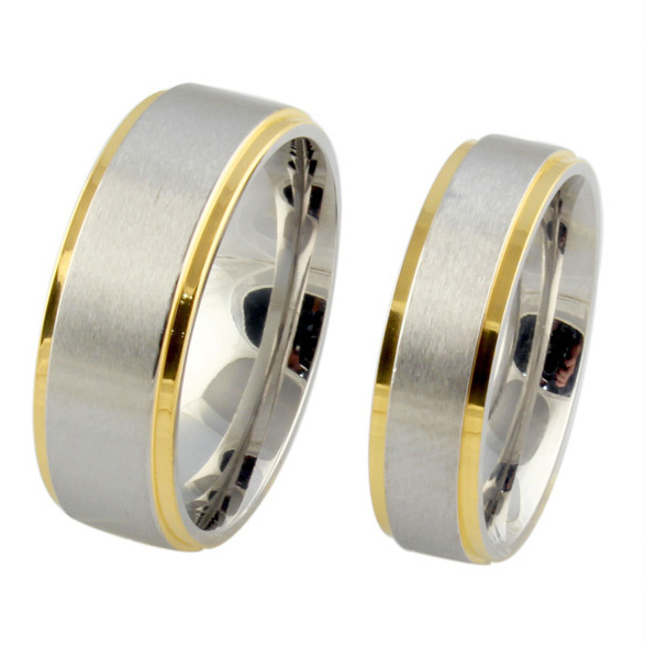 gold stainless steel his and her promise ring the couple wedding rings ...