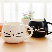 Zakka Lotion Coffee Cup Black And White Cat Animal Milk Cup Ceramic Lovers Mug Cute Birthday gift,Christmas Gift