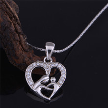Fashion Jewelry Accessories I Love You Mom Heart Necklaces Pendant With 925 Silver Chain Love Gift