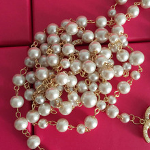 fashion cc long necklaces for women vintage pearl jewelry flower channel necklace