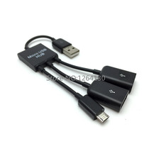 NEW USB 2.0 2 Port HUB with Micro USB Cable Charge for Samsung Galaxy S3 S4 S5 Smartphone and Computer