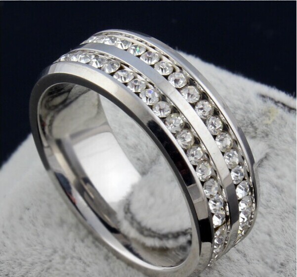 ... wedding lovers Double Row channel CZ diamond rings for men women(Hong