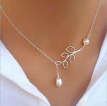 fashion Vertical Hollow leaf Charm Infinity Pendant Necklace silver Clavicle Chain necklace Wedding Event Jewelry