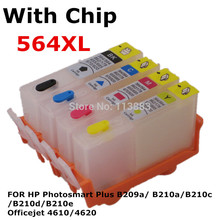 For 564 XL Refillable ink Cartridge for HP Photosmart 7515/7520/B109a/B109n/B110a Deskjet 3070A/3520/3521/3522 printer with chp