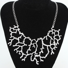 Womens Fashion Vintage Coral Branch Shape Choker Chain Necklace Metal Gold Silver Jewlery