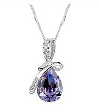 Neoglory 18K White Gold Plated Austrian Crystal Rhinestone Waterdrop Necklace made With SWA Elements for Women