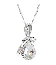Neoglory 18K White Gold Plated Austrian Crystal Rhinestone Waterdrop Necklace made With SWA Elements for Women