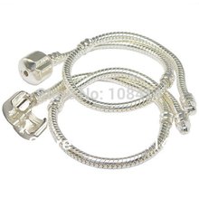 2PCS Lot Silver Plated Snake Chain Bracelet with Barrel Clasp Fits Classic Biagi Troll Chamilia Pandora