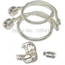 2PCS Lot Silver Plated Snake Chain Bracelet with Barrel Clasp Fits Classic Biagi Troll Chamilia Pandora