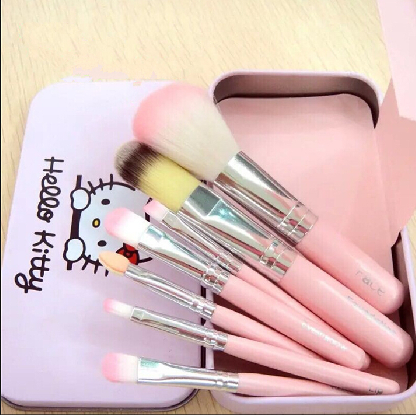 Free shipping Hello Kitty 7 Pcs Mini Makeup brush Set cosmetics kit de pinceis de maquiagem