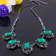 Womens Crystal Chain Statement Choker Necklace Fashion Charm Collar Jewlery New Red Green