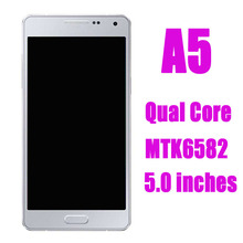 Free shipping A5 phone A5000 prefect 1:1 MTK6582 Quad Core 1.3GHz 1GB RAM 8GB ROM Andriod4.4.4 3G smartphone 5.0 inch 1280*720