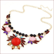 8 Colors New 2015 Fashion Jewlery European Acrylic Lab Gemstone Collars Necklace Pendant Choker Jewelry Bijoux