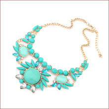 8 Colors New 2015 Fashion Jewlery European Acrylic Lab Gemstone Collars Necklace Pendant Choker Jewelry Bijoux