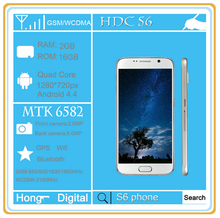HDC S6 phone prefect 1:1 MTK6582 Quad Core 16GB ROM 1280X720 Android 5.0 3G Smartphone 5.1 inch HDC Screen Mobile Phone