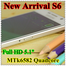 DHL Free Shipping S6 phone 5 1inch G9200 Smartphone Android 5 0 MTK6582 Quad core 2GB