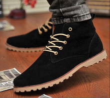 Free Shipping Fashion Men Soft Comfy Suede Lace Up Casual Sports Warm Round Toe Solid Sneakers Trainers Boots High Top Shoes