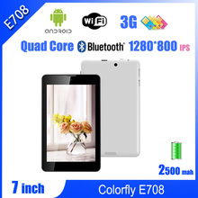 Promotional Best 7 inch Quad Core 1280*800 1GB 8GB Android Branded Colorfly E708 3G Pro Free Shipping