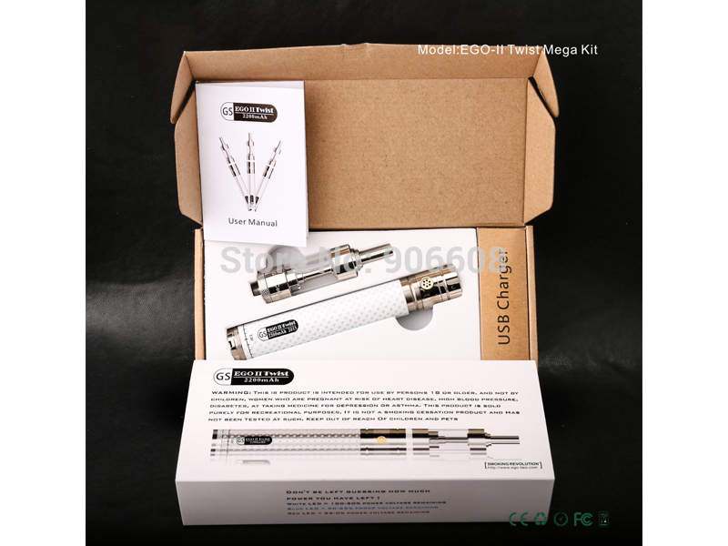 GS EGO II Twist Mega Kit VV 2200mAh 3 3V 4 8V Variable Voltage Vaporizer pen