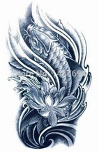 AX36-Arm Temporary Tattoo/Fish VS Lotus VS Water/waterproof Big size fake tatoo sticker art/Arm,Armband,shank,belly