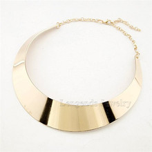 2015 New Arrival High quality Fashion Simple Metal big silver short neckless chunky choker gold necklace
