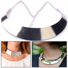 2015 New Arrival High quality Fashion Simple Metal big silver short neckless chunky choker gold necklace