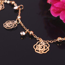New Fashion Simple Elegant Gold Ankle Bracelet Rose Butterfly Charm Sexy Anklets for Women Foot Chain