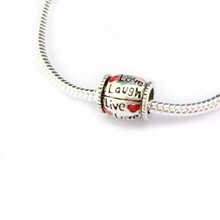 Free Shipping 1pc Silver Bead Charm European Enjoy Life Heart Fashion Bead Fit Pandora Bracelets Necklace