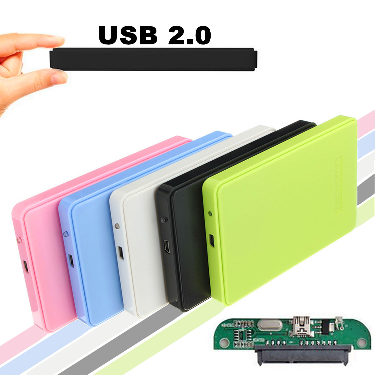 2015 Hot Sale Slim and Portable USB 2 0 Enclosure External Hard Case for SATA 2