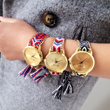 11 colors Artilady weaved ladies Geneva watches Elephant Friendship Bracelet wristwatches jewelry 2015 relojes