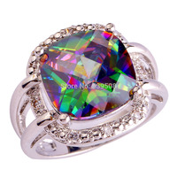Wholesale Unisex Noble Rainbow & White Topaz 925 Silver Ring Size 7 8 9 10 Vintage Style Wonderful Women Jewelry FREE SHIPPING