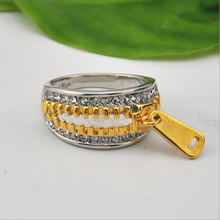 Hot Sale Sepcial Design 18K Gold White Gold Plated Sexy Zipper Rings For Women Men wypr251