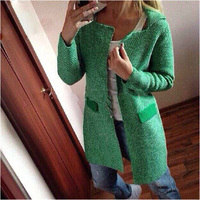 Elina\'s New 2015 women winter oversize long cardigan poncho shrug knitted female camisas femininas turndown collar sweater coat