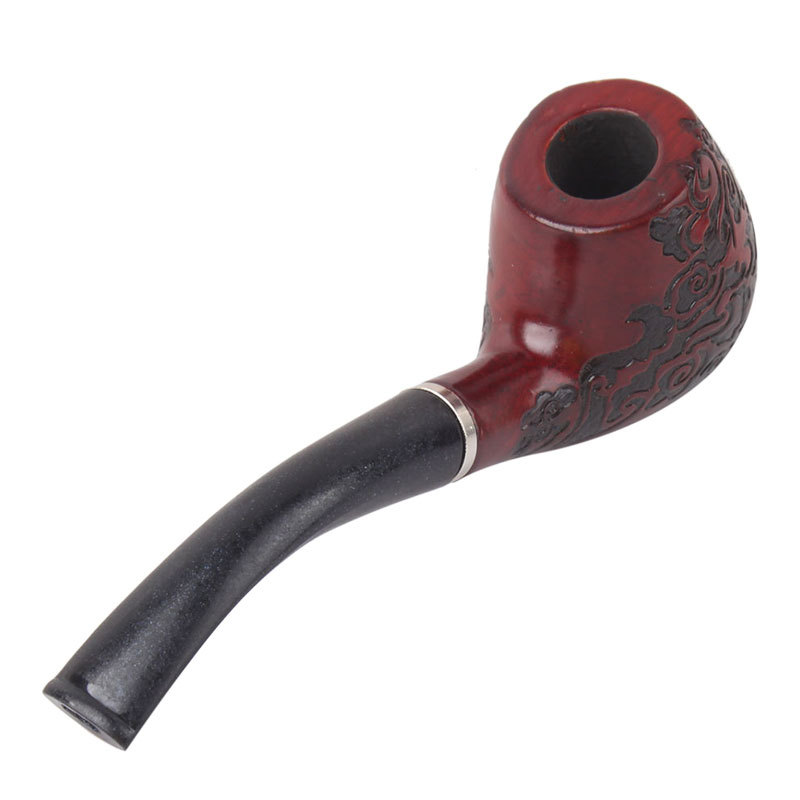 Classic Wooden Enchase Carved Smoking Cigarette Pipes Cigar Filter Tobacco Pipe