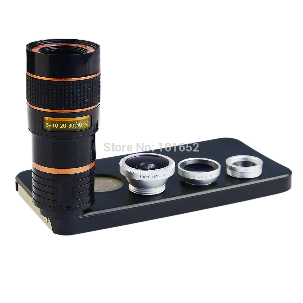 Apexel 4 in 1 Mobile Camera Lens Wide Angle Macro Fisheye Fish Eye 8X Telephoto Lens