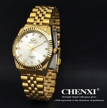 Golden New Clock gold Fashion Men watch full gold Stainless Steel Quartz watches Wrist Watch Wholesale