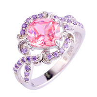 Wholesale Fashion Jewelry Lady Pink Sapphire Amethyst Jewelry 925 Silver Ring Size 6 7 8 9 10 Women Unique Design Free Shipping