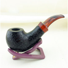 Durable Wooden Enchase Carved Tobacco Cigarettes Cigar Pipes Smoking Pipe Gift
