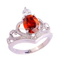 Wholesale Wedding Rings Garnet & White Sapphire 925 Silver Ring Size 6 7 8 9 10 Romantic Love Style Fashion Jewelry Free Ship