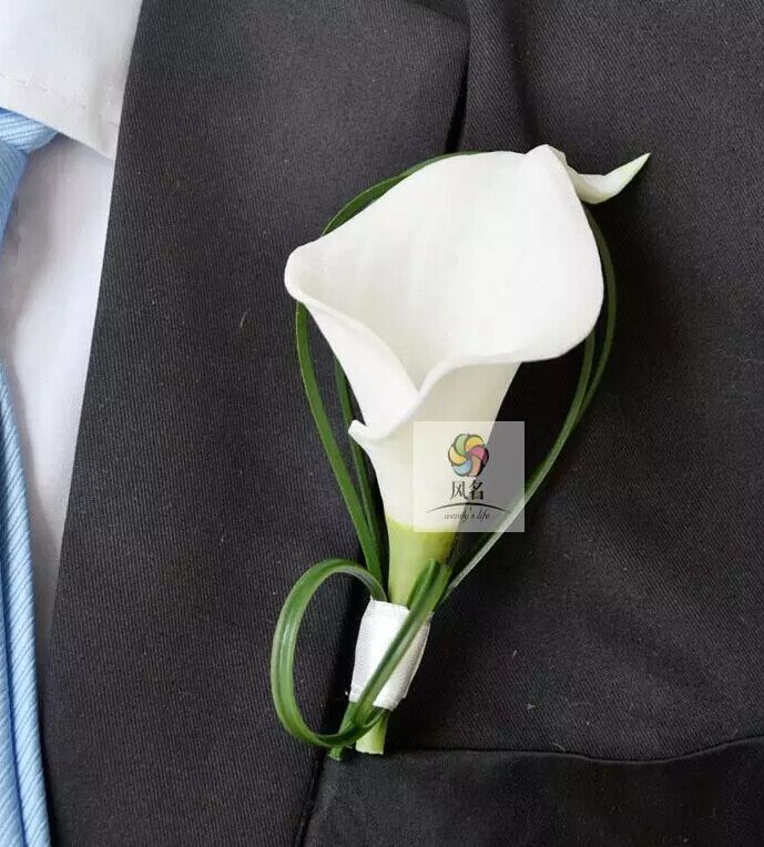 Top Quality Bridegroom White Calla Wedding Suit Corsage Calla Elegant Wedding Bouquet For Men 2015 JQ