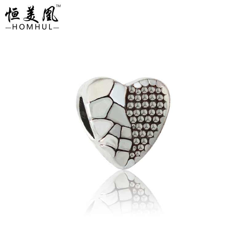 Free Shipping 925 silver Heart Alloy Bead Charm European Silver Bead DIY Fit Pandora Style Bracelet