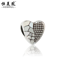 Free Shipping 925 silver Heart Alloy Bead Charm European Silver Bead DIY Fit Pandora Style Bracelet 142