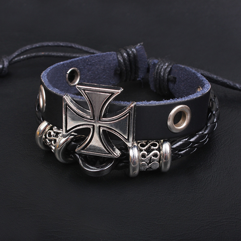 Free Shippping Hot sale European The New Fashion Men Jewelry Genuine Leather Bracelets Wrap Bracelet Bangles