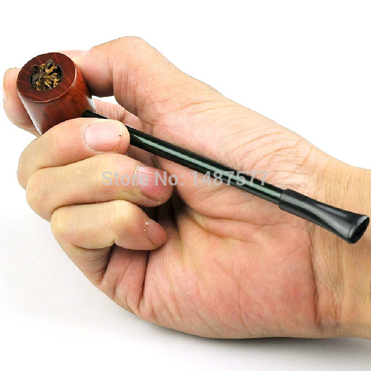 Hand held straight Natural wooden tobacco smoking pipe Filter Cigarette holder ZB 512