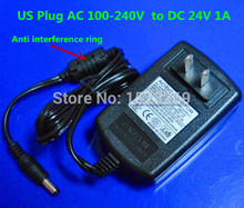 10PCS US Plug AC100-240V Converter Adapter to DC 24V 1A Power Supply Switching Charger For RGB LED Strip Cameras Video 5.5*2.1mm