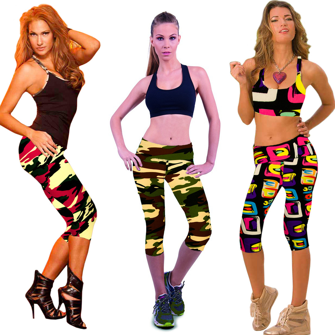 2015 new high waisted camouflage pants fashion 7 printing exercise Leggings aliexpress EBAY source